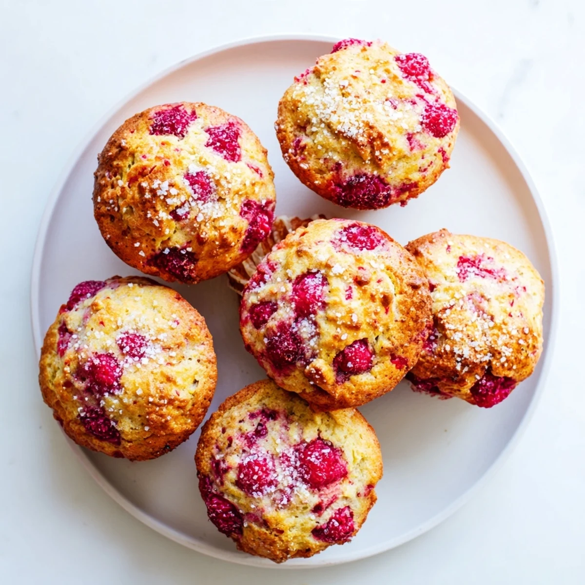Moist raspberry lemon ricotta muffins cooling on wire rack with golden crumb texture