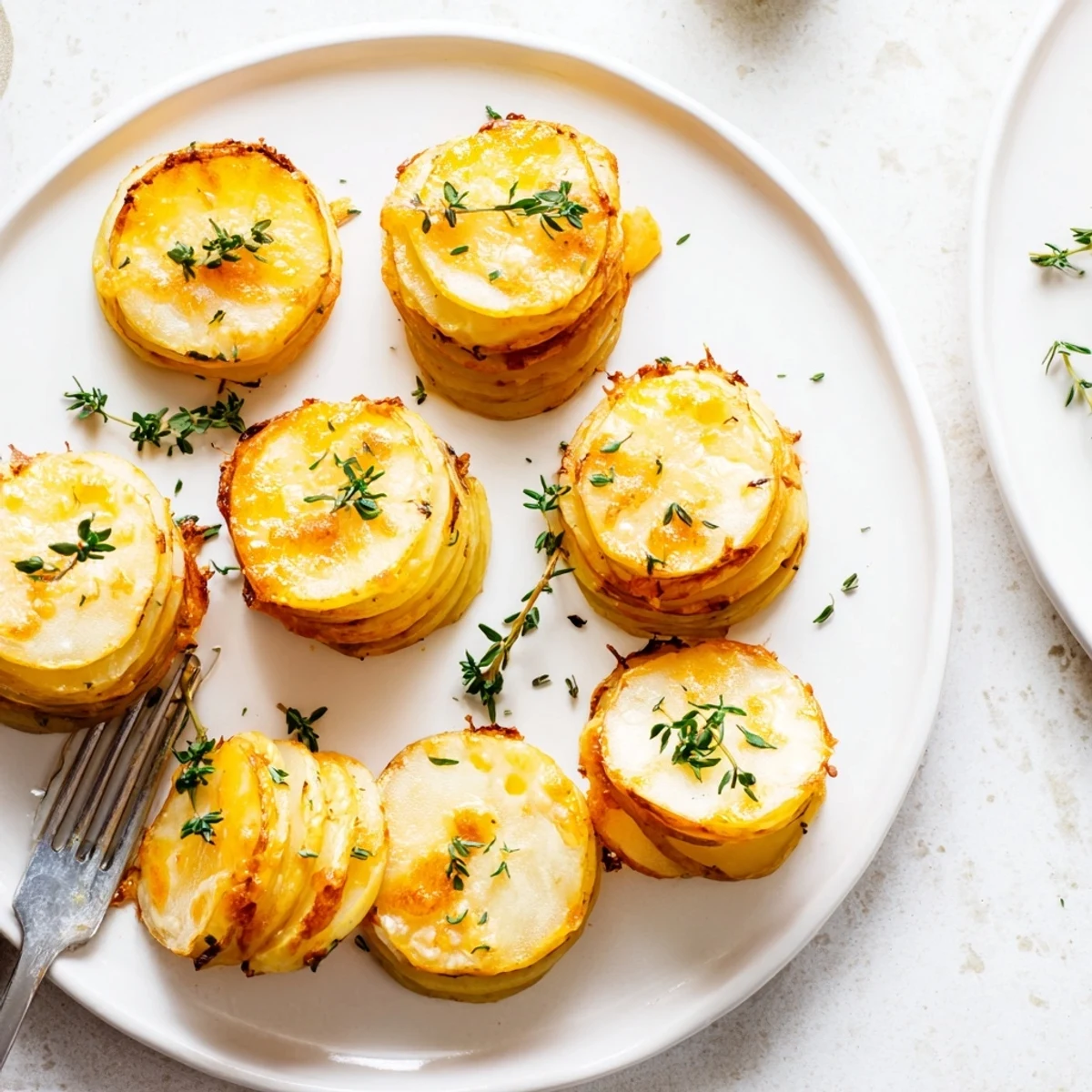 Individual potato layers baked with creamy cheddar and Gruyère until bubbly and tender