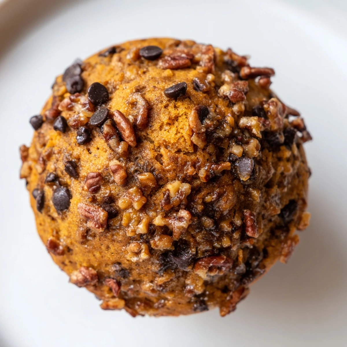 Golden butternut squash banana muffins topped with walnuts on a wire cooling rack