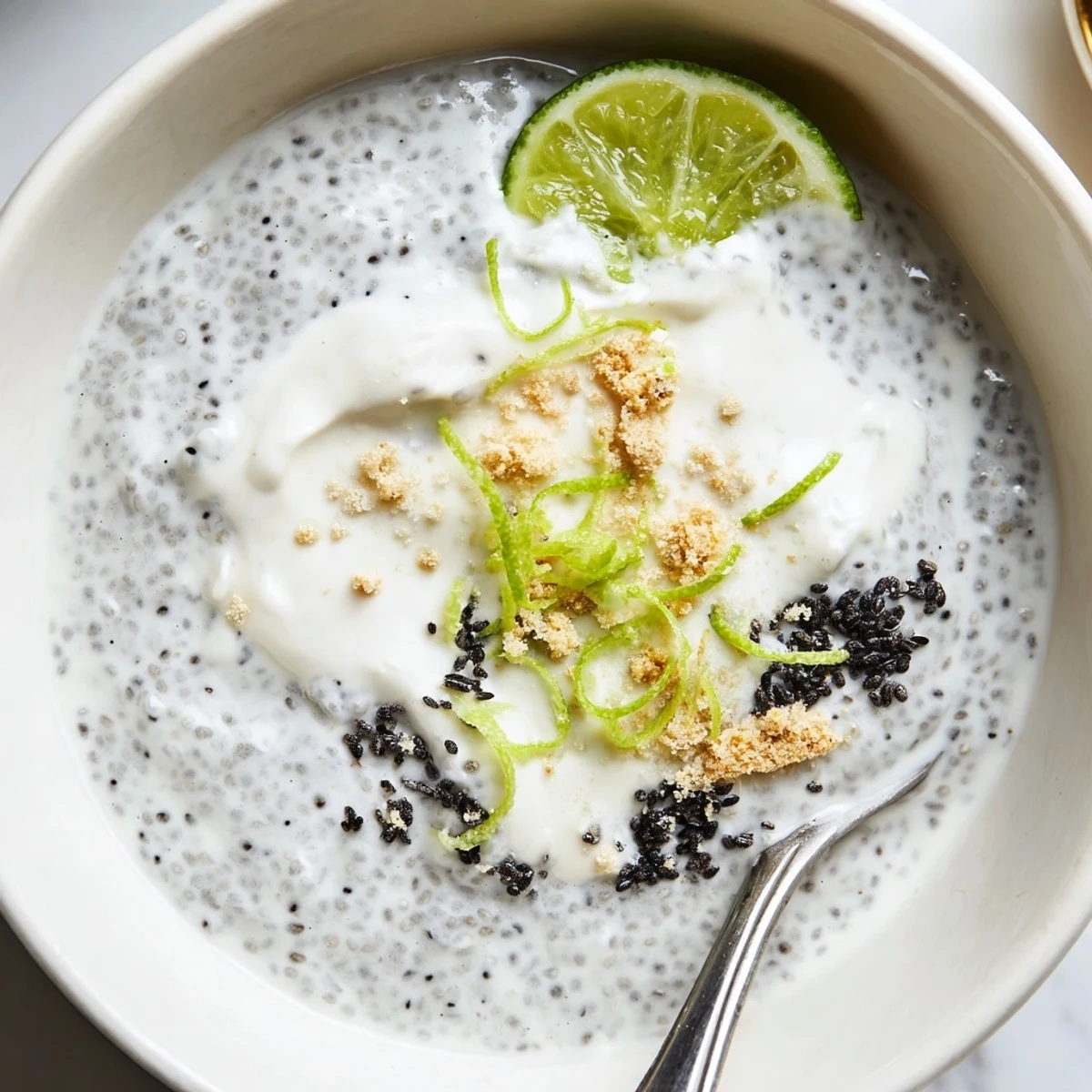 Creamy Key Lime Chia Pudding chilled in glasses, tangy citrus and vanilla