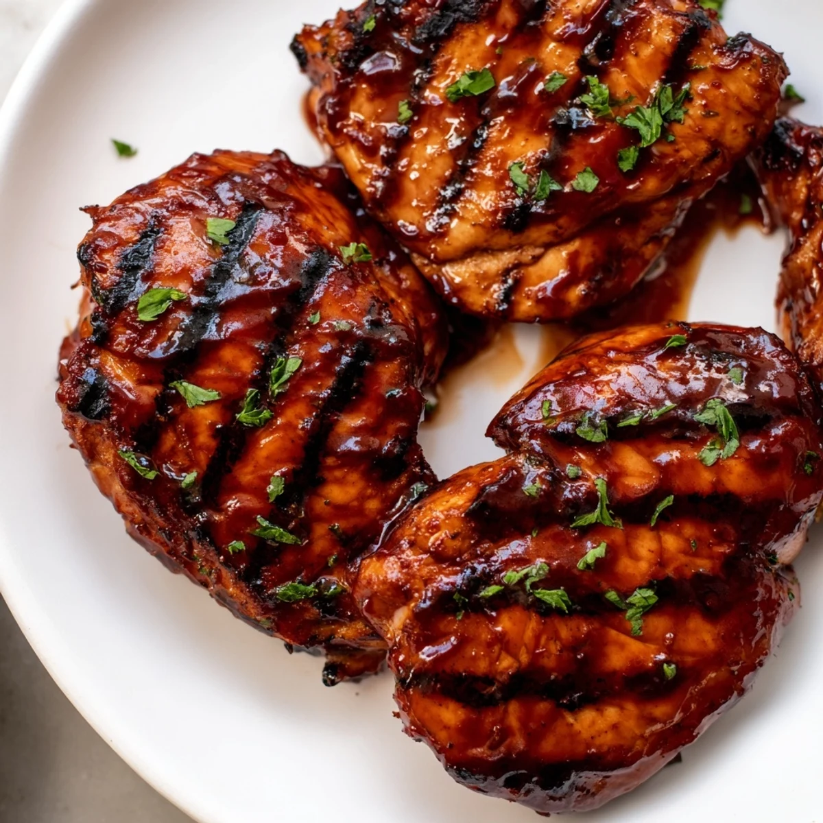 Grilled Coca Cola glazed chicken breast with a sticky caramelized glaze fresh off the barbecue