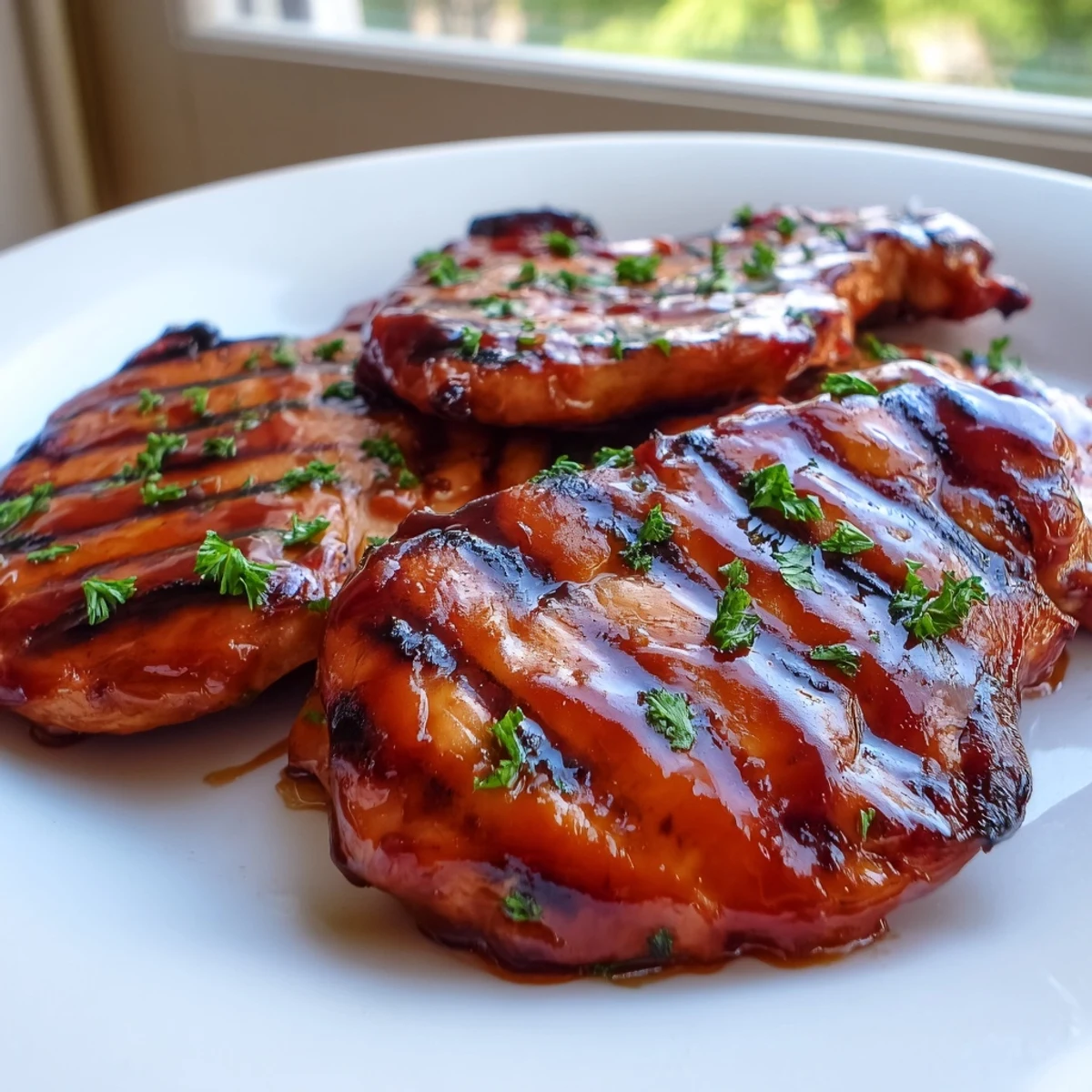Juicy Grilled Coca Cola Glazed Chicken Breast sliced open revealing tender moist meat on a rustic plate