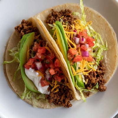 Juicy seasoned beef filling for Beef Tacos with Homemade Taco Seasoning and Salsa, garnished with fresh cilantro.