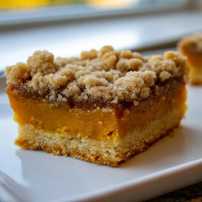 Creamy pumpkin maple filling layered between buttery crust and crumbly brown sugar streusel in these irresistible bars